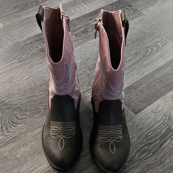 Girls pink brown western cowboy boots - Picture 2 of 4